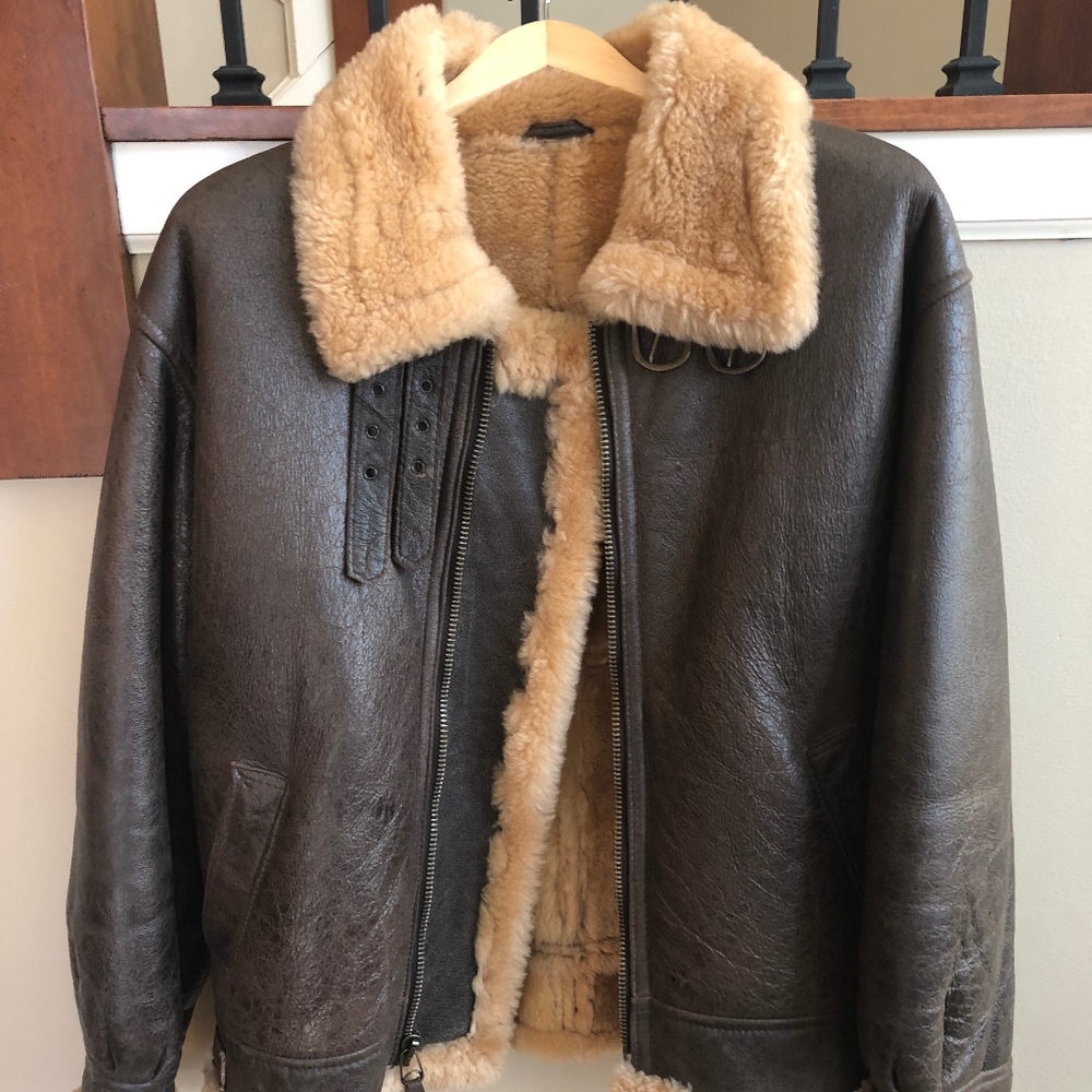 Shearling Lined Leather Bomber Jacket - Beautiful!